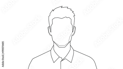 Simple black and white line art portrait of a man wearing a collared shirt with a clean minimalist aesthetic.