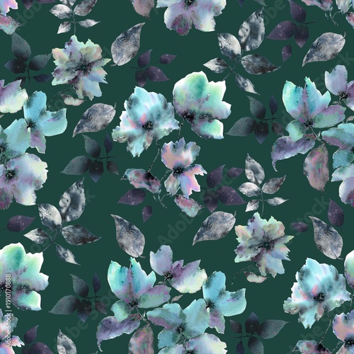 Canvastavla Abstract watercolor rose flower creative allover design seamless floral pattern
