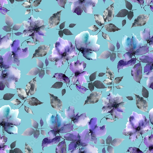 Bild auf Leinwand Abstract watercolor rose flower creative allover design seamless floral pattern