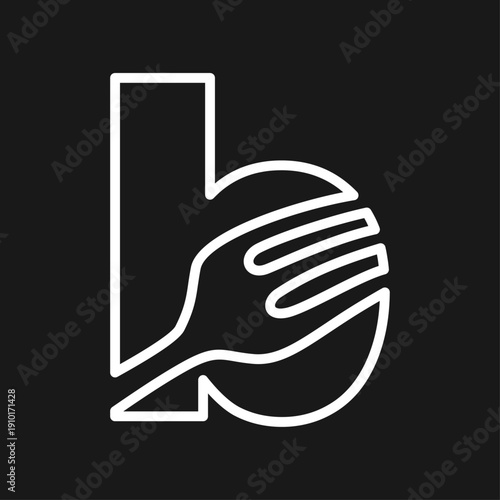 Minimalist Letter B and Fork Logo Design, White Line Art Symbol for Food and Restaurant Business