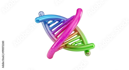 3D-rendered DNA helix structure, vibrant colors, isolated on black