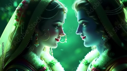 Romantic Indian couple in love with glowing.