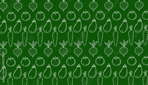 Vegetable Seamless Pattern. Carrot pattern. Tomato pattern. Eggplant seamless patternHand Drawn Outline Vector Background for Packaging