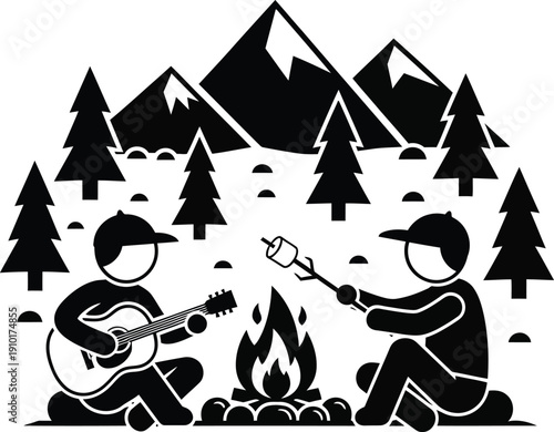 Camping in the mountains with music and friends