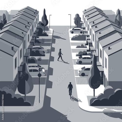 Illustration of People Walking on Street.