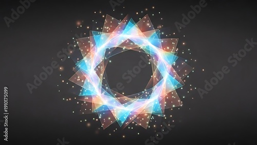 Wallpaper Mural Vibrant star-shaped design with shining particles on dark background Torontodigital.ca