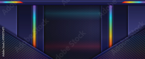 Abstract Modern Technology Colorful Overlapped Diagonal Layer RGB Glow Background