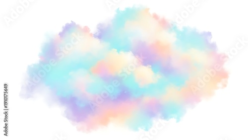 Wallpaper Mural Beautiful pastel colored watercolor cloud on white background with soft and dreamy texture Torontodigital.ca