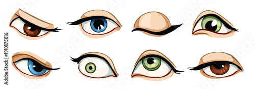 Eye set cartoon vector illustration