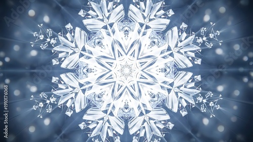 Wallpaper Mural Beautiful white snowflake falling on a blue background with sparkling lights Torontodigital.ca