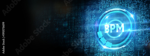 BPM Business process management system technology concept. 3d illustration