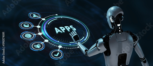 Business, Technology, Internet and network concept. APPS abbreviation. Modern technology concept. 3d illustration