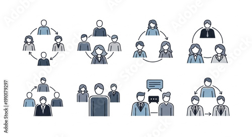 Set of diverse people icons representing teamwork and connection.