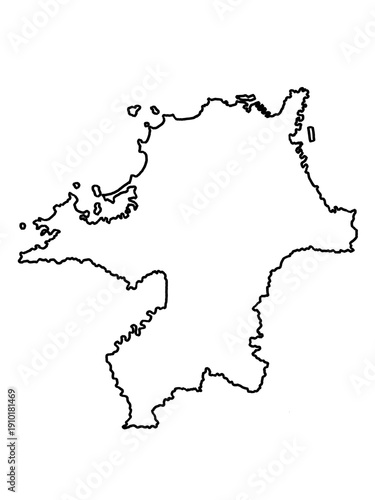 福岡県の地図（白地図）