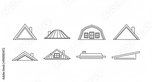 Collection of various attic roof designs and architectural styles.