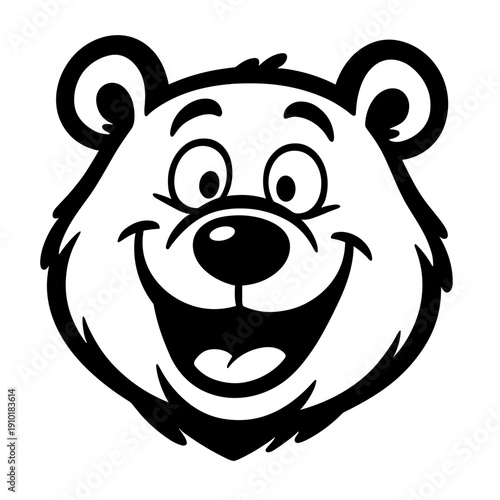 Friendly Bear Face Cartoon Character Silhouette
