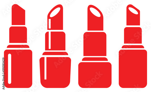 Red Lipstick cosmetic product in elegant style for beauty, makeup and fashion design vector illustration.