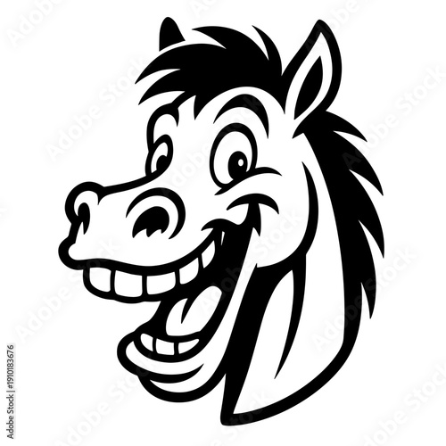 Grinning Horse Face Cartoon Character Silhouette