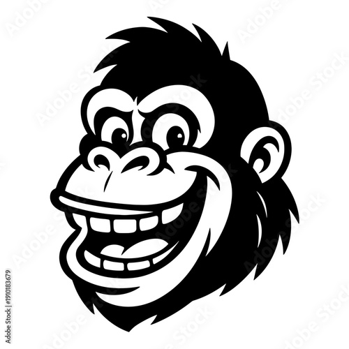 Laughing Gorilla Monkey Face Cartoon Silhouette