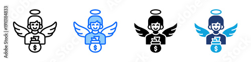Angel Investor Icon Set Multi Style Vector Illustration