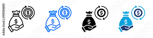 Funding Round Icon Set Multi Style Vector Illustration
