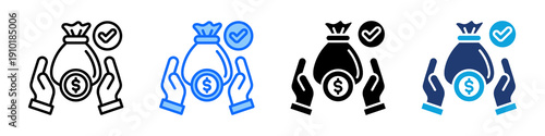 Equity Funding Icon Set Multi Style Vector Illustration