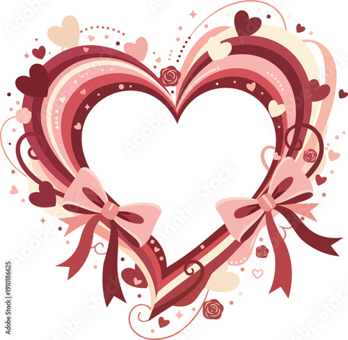 Valentine Love Heart Border With Ribbon Bows