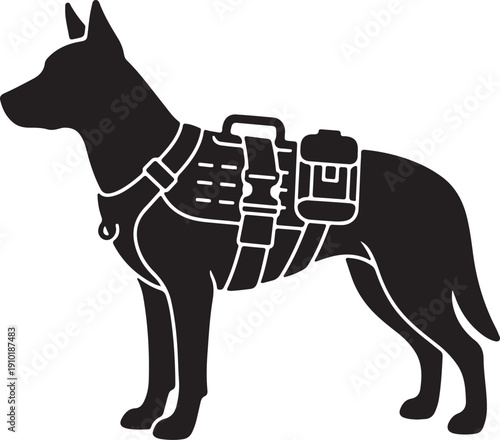 Military Tactical Dog Belt icon in silhouette on white background.