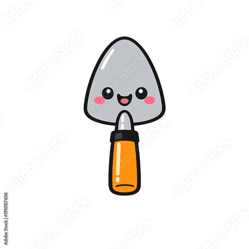 Cute cartoon gardening trowel with happy face
