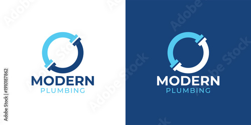 Modern Plumbing Logo Template for Water, Pipe and Repair Service Branding