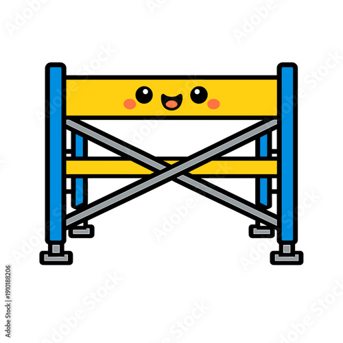 Happy cartoon scaffolding character on transparent background