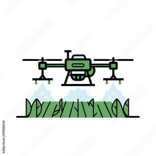 Agricultural Drone Spraying Crops for Smart Farming Automation