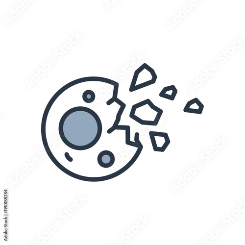 Apoptosis Cell Death Icon Showing Breaking Apart for Biology Concept