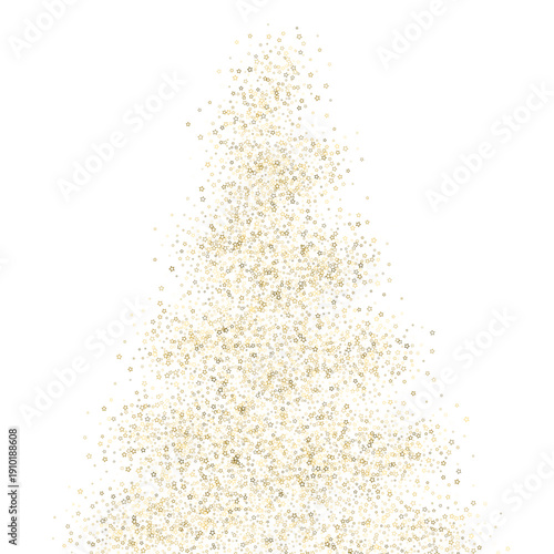 Gold Glitter Stars. Luxury Shiny Confetti. Scattered little sparkle. Flash glow silver element. Random magic tiny light. Stellar fall white background. New Year, Christmas Vector illustration.