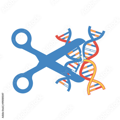 CRISPR Gene Editing Scissors Cutting DNA Strand Concept