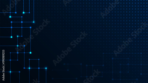 Abstract futurisit line circuit technology dark blue dots pattern with commucation concept background.