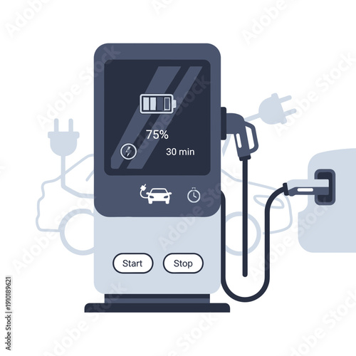 Electric Car Charging Station Interface for EV Power