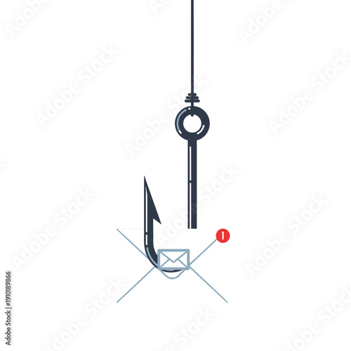 Fishing Hook with Email Envelope Bait for Phishing Scam