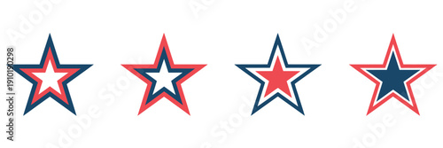 USA star icon set, patriotic vector symbols