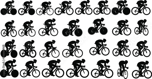Cyclist silhouettes show motion sequence clearly.