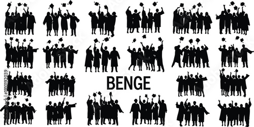 Graduates celebrate achievement throwing caps.