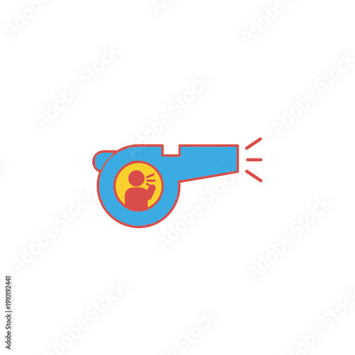 Whistle icon for whistleblower, reporting misconduct, compliance alert, and corporate ethics illustration.