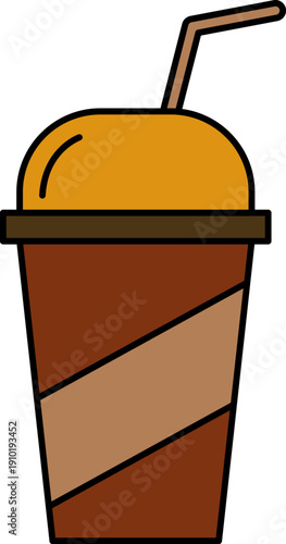 Iced Coffee To Go Cup Cartoon Illustration