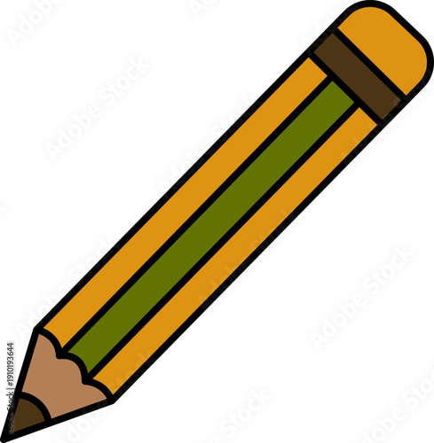 Yellow Pencil Cartoon Illustration for School and Office