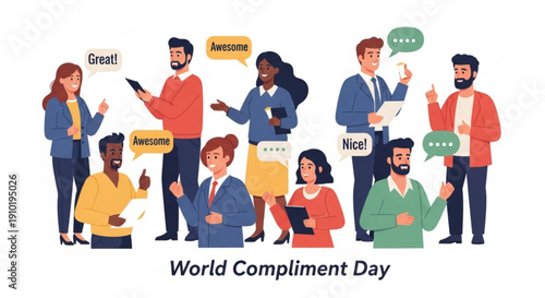 People exchanging compliments and hearts on World Compliment Day  