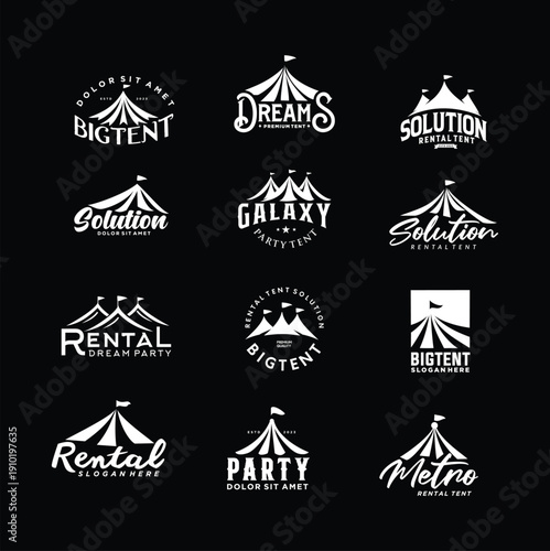 Collection set of Tent Rental logo Company for Party Rental , Wedding and events