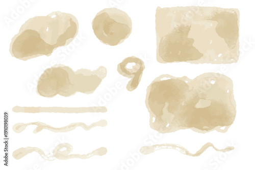 淡いマスタードの水彩あしらい素材セット 9月｜Soft mustard watercolor decoration set September