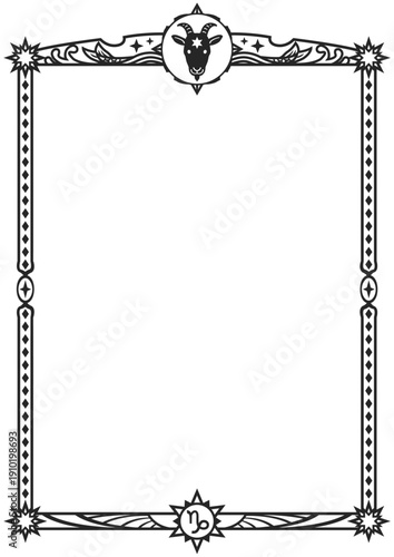山羊座イラスト枠（黒）