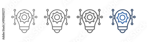 
Outline icon set of digital disruption with lights, gears and artificial nerves design
