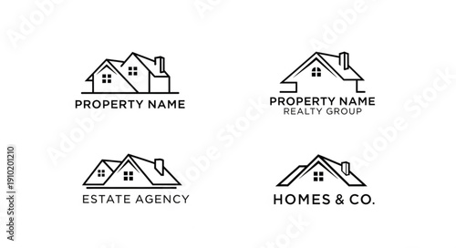 Set of four simple house logos for real estate.